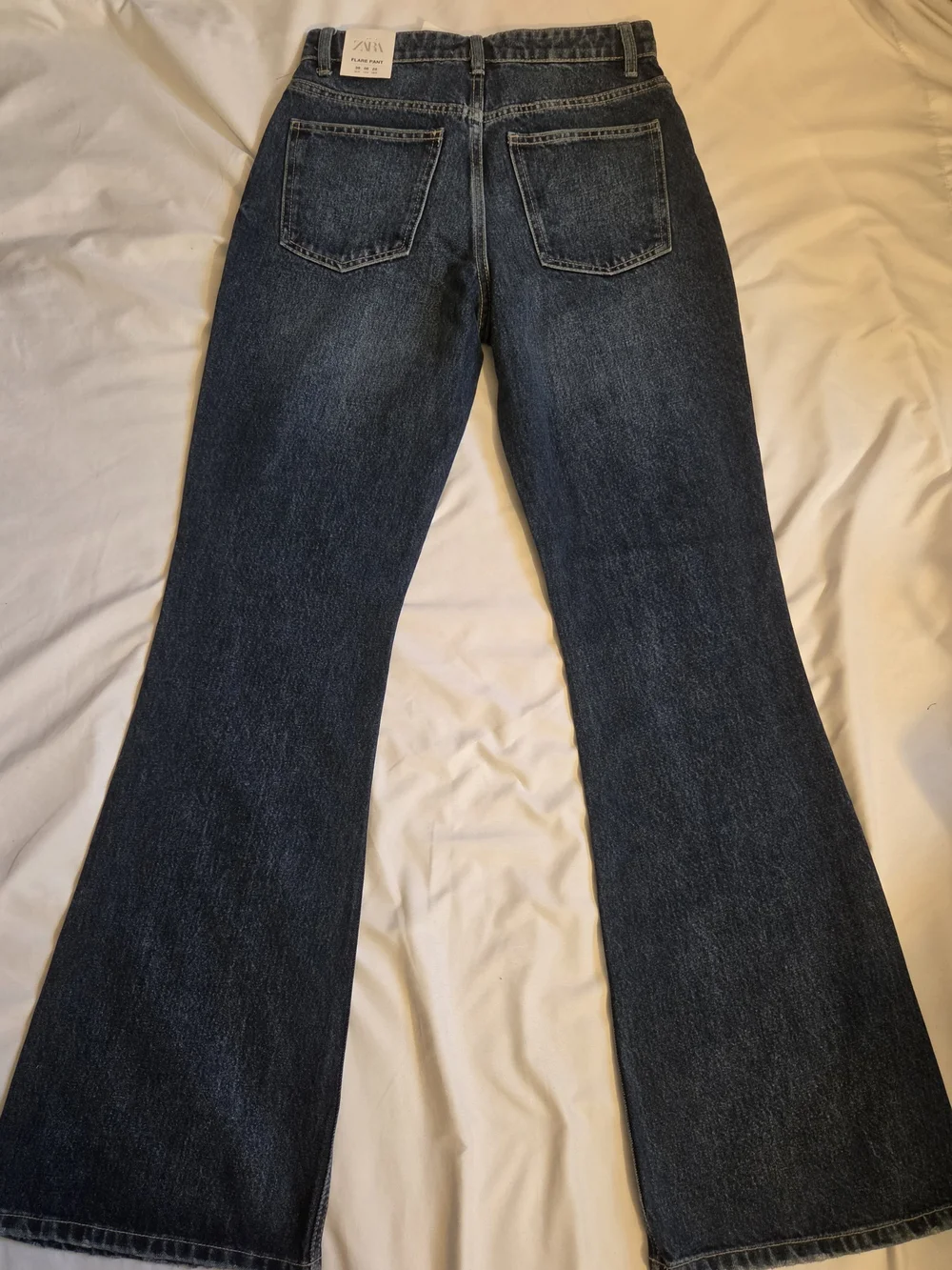 ZARA High-Rise Dark Blue Wide-Leg Women's Jeans